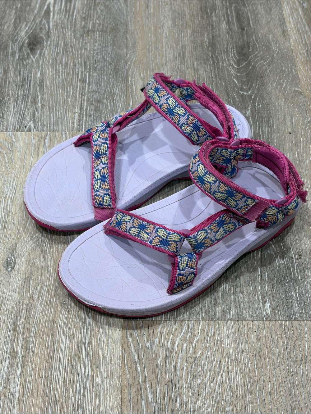 Teva Pink and Blue Patterned Strappy Sandals